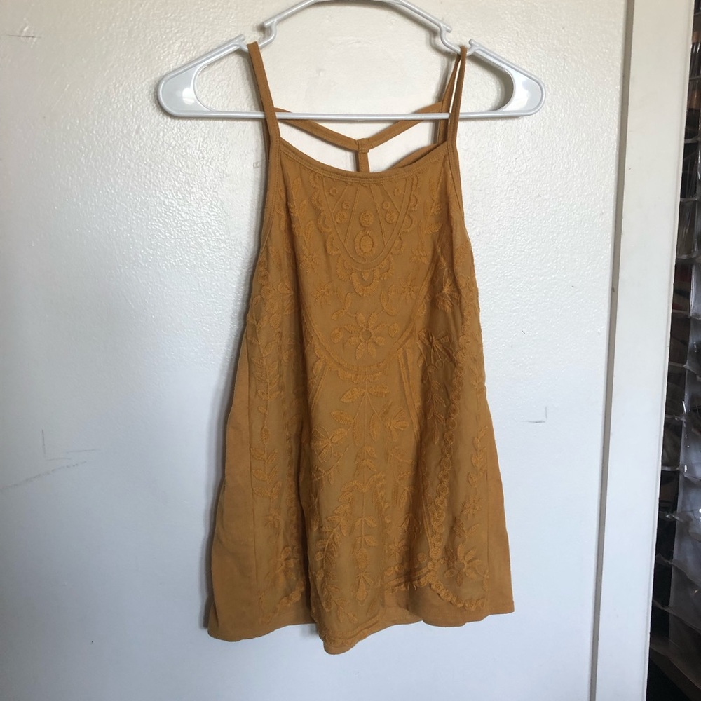 Mustard Yellow Lace Tank Top